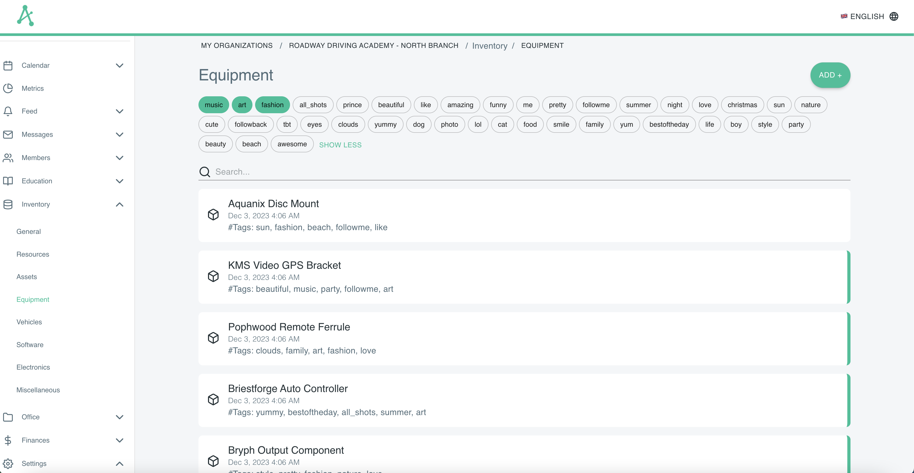 List of physical inventory items